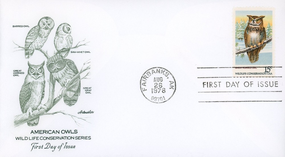 US 1763 FDC Great Horned Owl Artmaster