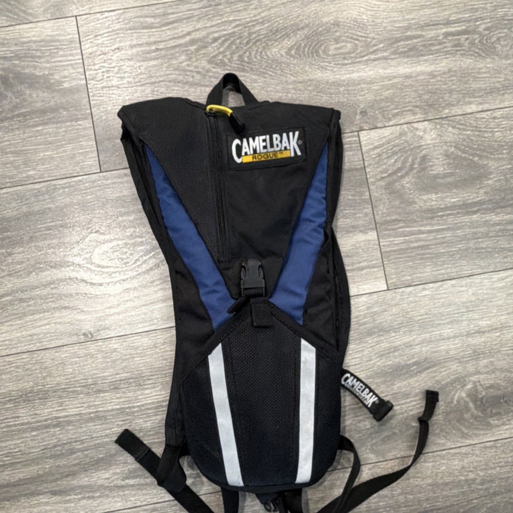 CamelBak Rogue Hydration Backpack Black Blue Reflective Strips Adjustable Straps