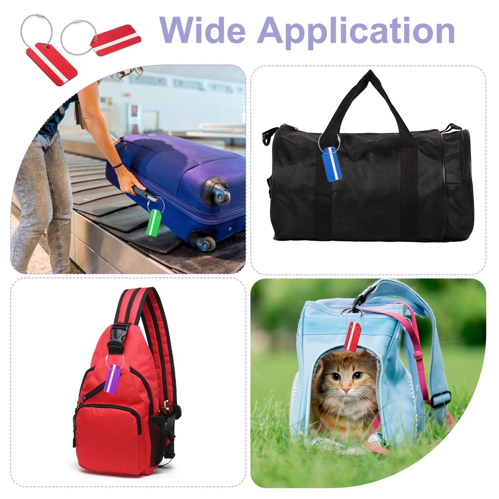 4 Pcs Aluminum Luggage Tags, Suitcase Tags Identifiers, Black
