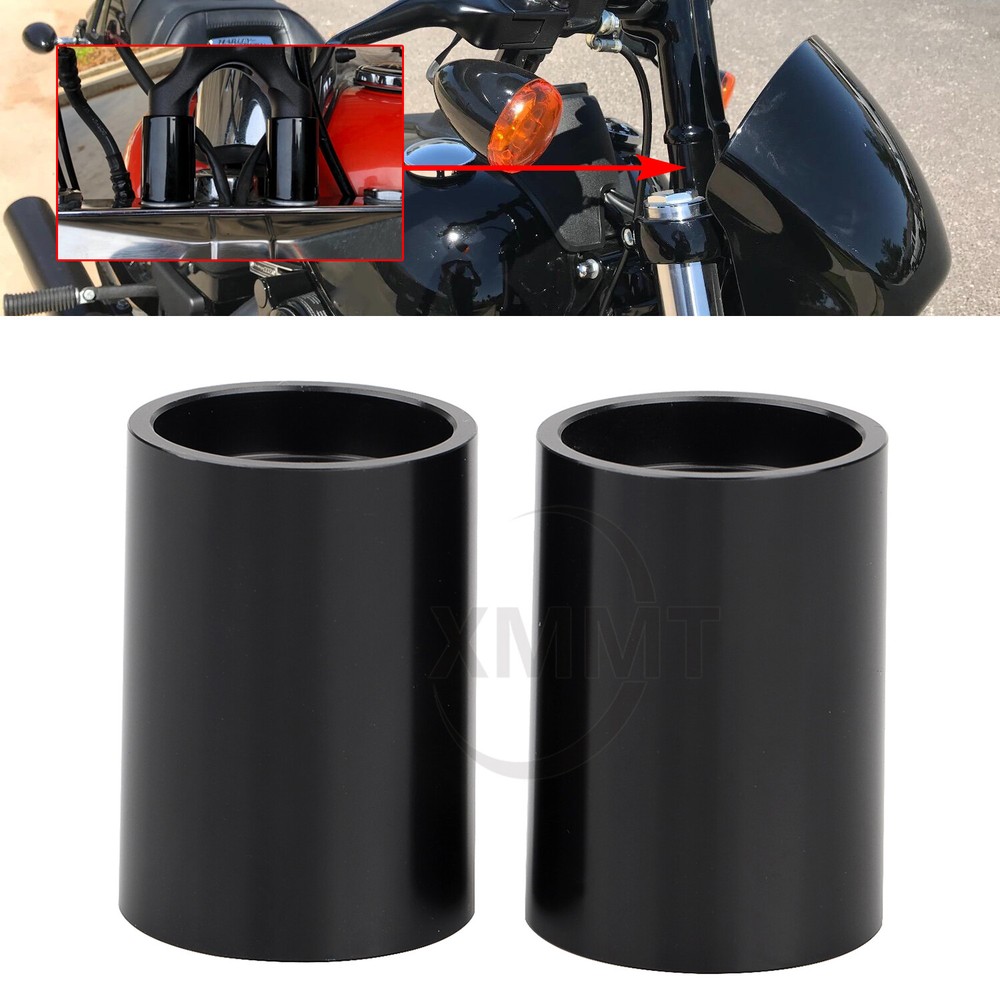 1.75" Black Riser Extensions For Harley 1" Handlebars Softail Dyna Touring FLHR