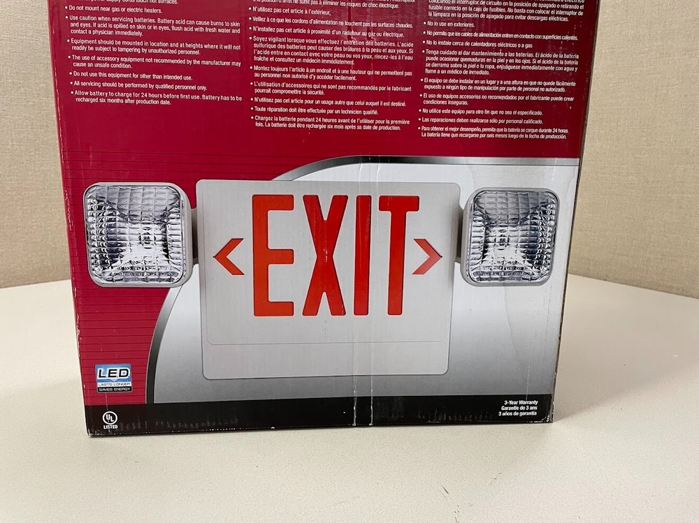 Utilitech LED Emergency Exit Sign Red Exit Sign Lighting Battery Backup #0007223