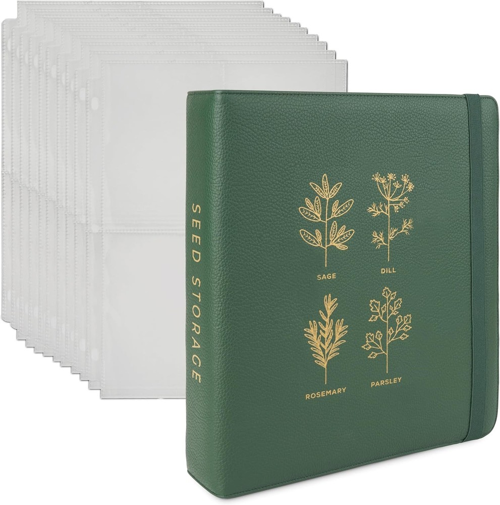 Seed Storage Organizer Binder - Seed Packet Organizer with 50 Pack Sheet Prot...