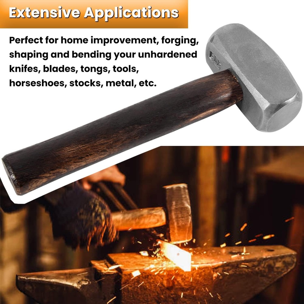 3lb Blacksmith Hammer for Farrier, Knife Maker, Blacksmith Forging Tool