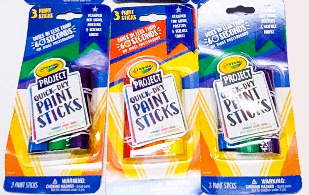 Crayola Paint Sticks Quick Dry 3ct-3Pkg. Lot