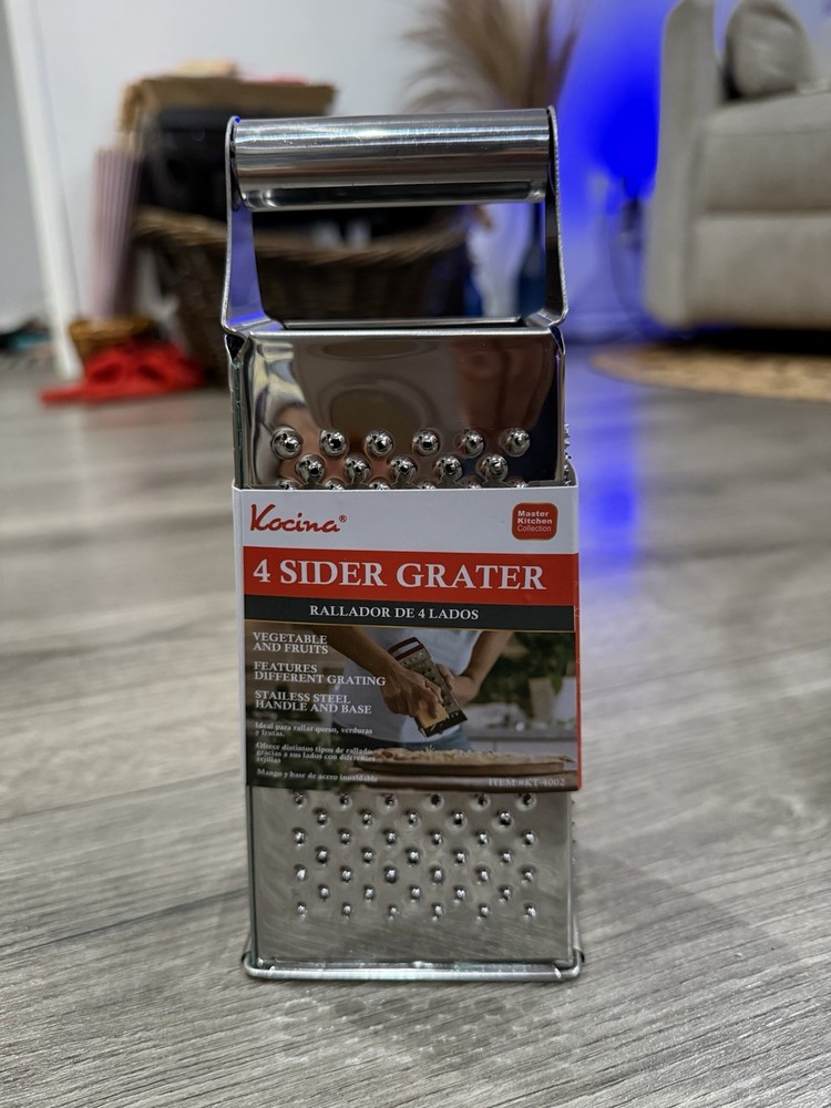 Kocina 4 Sided Box Grater Stainless Steel Silver Different Grating Kitchen Tool