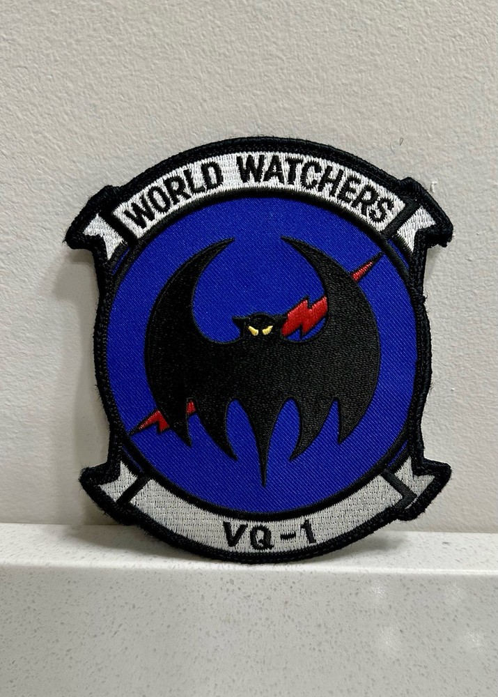 VQ-1 World Watchers Navy Patch Embroidered Hook & Loop Back Blue Bat