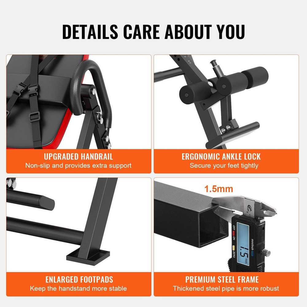 Compact Foldable Inversion Table 330lb Capacity Training Exercise Bench