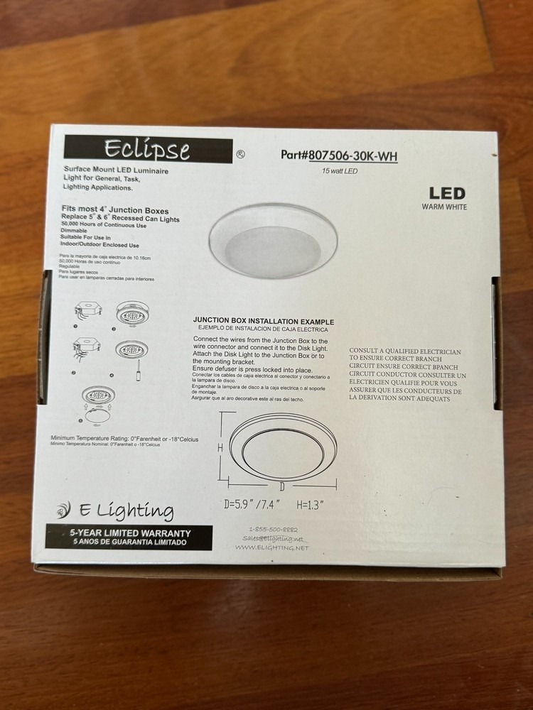 6 Pack 7.5" Flush Mount Round Ceiling LED Light Dimmable Ceiling Light 15W 3000K