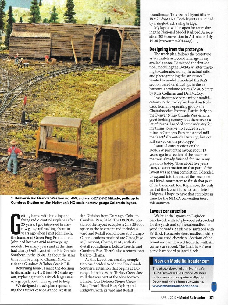 Model Railroader April 2013 Coal Mountain Car Ferry Track Plan DCC Power Trees