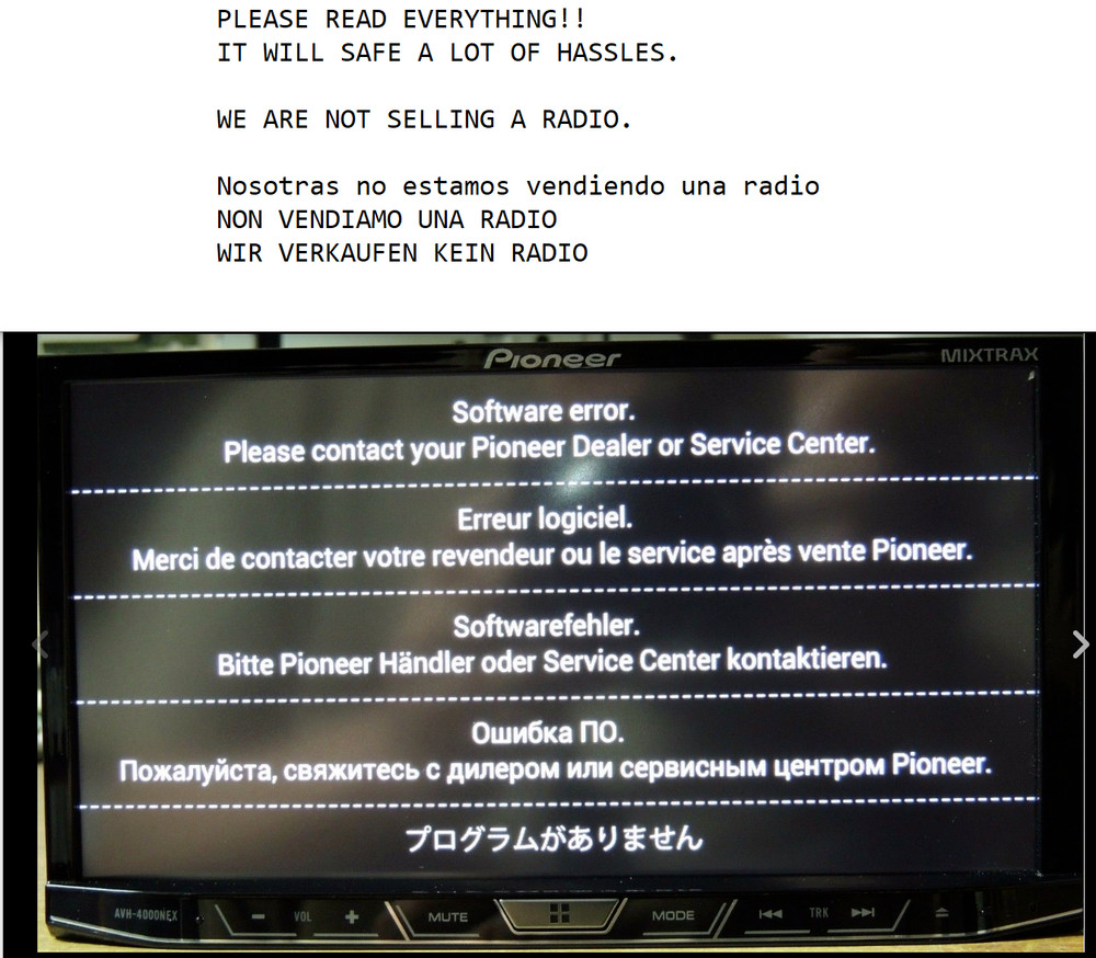 PIONEER AVH-4000NEX GENUINE OEM SD CARD FIX FOR SOFTWARE ERROR AND BOOT LOOP