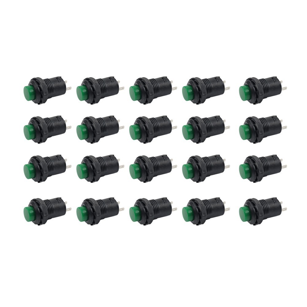 20pcs 12mm Threaded Green Cap Latching Push Button Switch ON-OFF