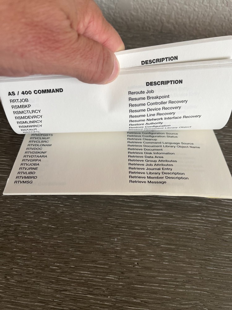 Vintage 1990s JD Edwards Enterprise Software CL Command Summary AS/400 Booklet