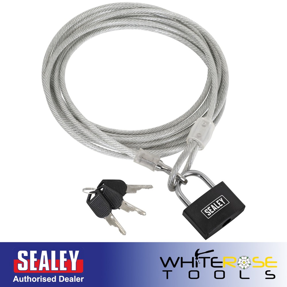 Sealey SHGCL3 Motorcycle Cable Lock 3m-Heavy‑Duty Security Cable