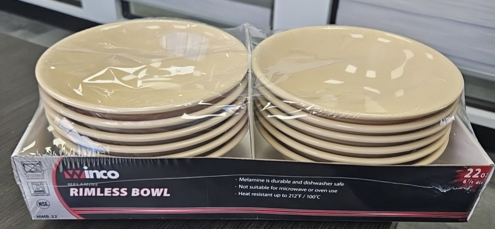 22oz Melamine Rimless Bowls, Tan (1 Dozen)