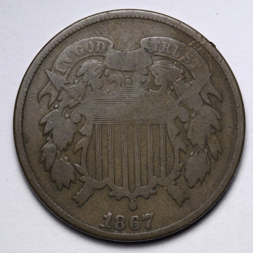 1867 Two Cent Piece VG E208 TCN
