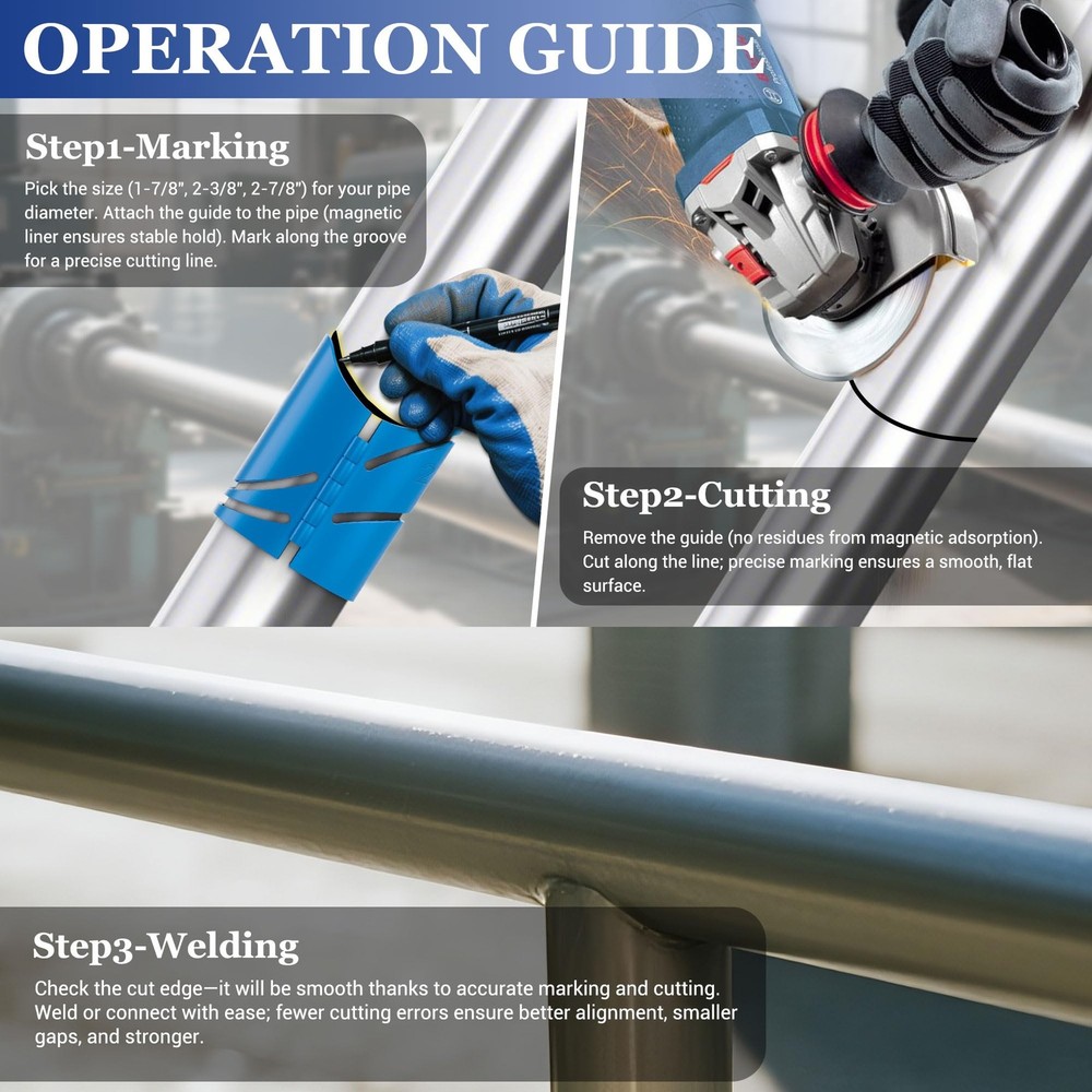 Metal Pipe Cutting Guide Kit, Pipe Saddle Template Cutting Guide - Suitable P...