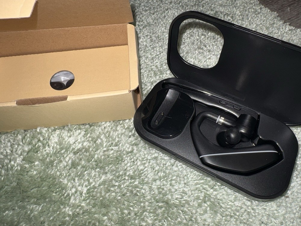 Bluetooth V5.3 Ear-hook Headset Dual Mic Noise Cancel LED Display Case