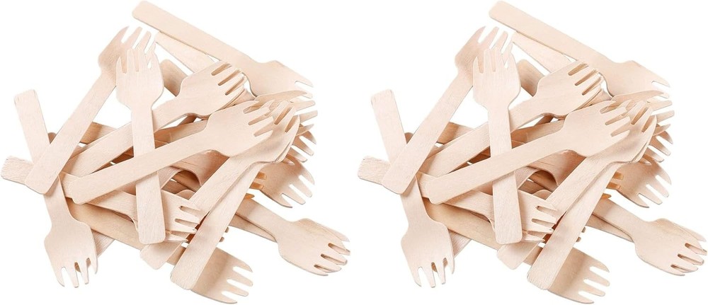 ark Mini Wooden Spork 100 ct, Biodegradable postable Birchwood Fork