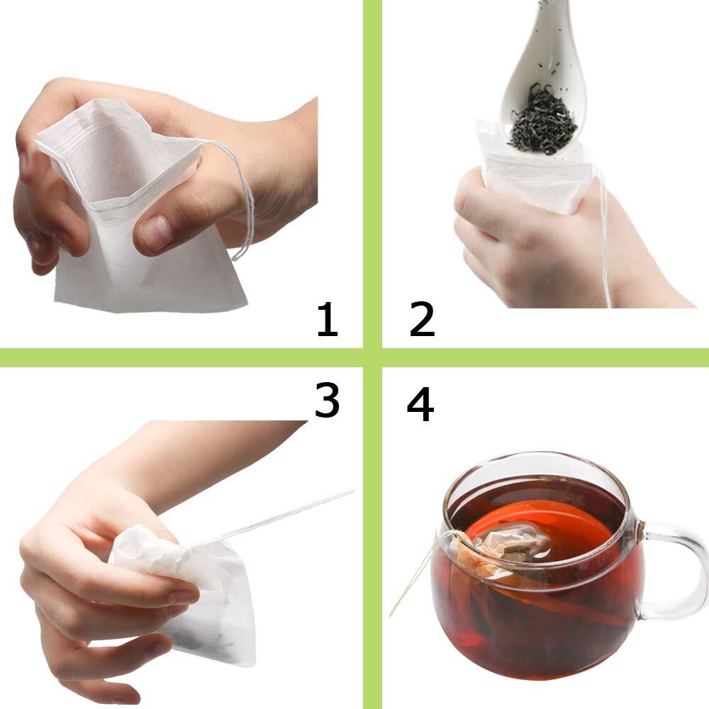 100 Pcs Disposable Tea Filter Bags with Drawstring Empty Coffee Filter Bag