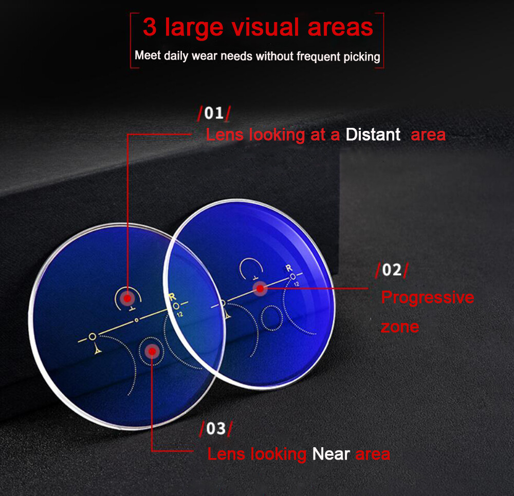Men Rectangle Retro Multifocal Progressive Reading Glasses Presbyopia Glasses