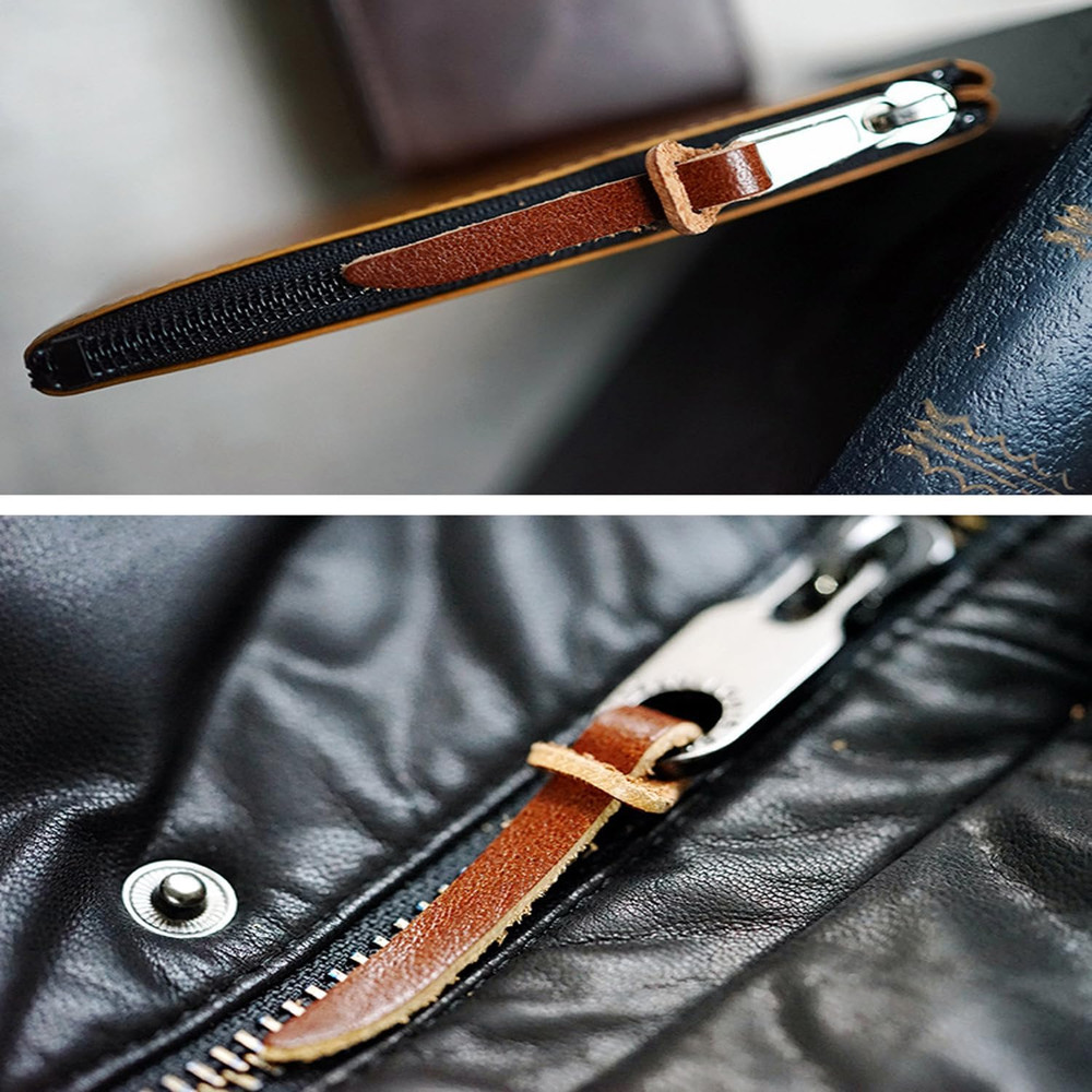 6 Pack Zipper Pulls Replacement Handmade Cowhide Leather Zipper Pull Tab Grip...