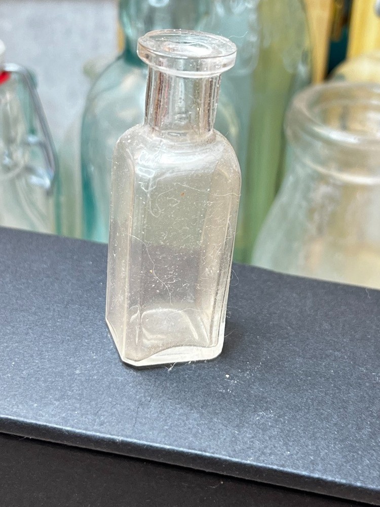 Vintage Small Clear Glass Bottle 3"H