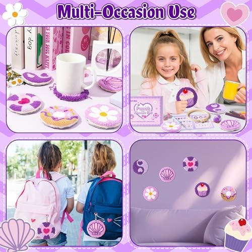Punch Needle Coaster Kits - 23Pcs Easy Art Work Decor Craft Supply for