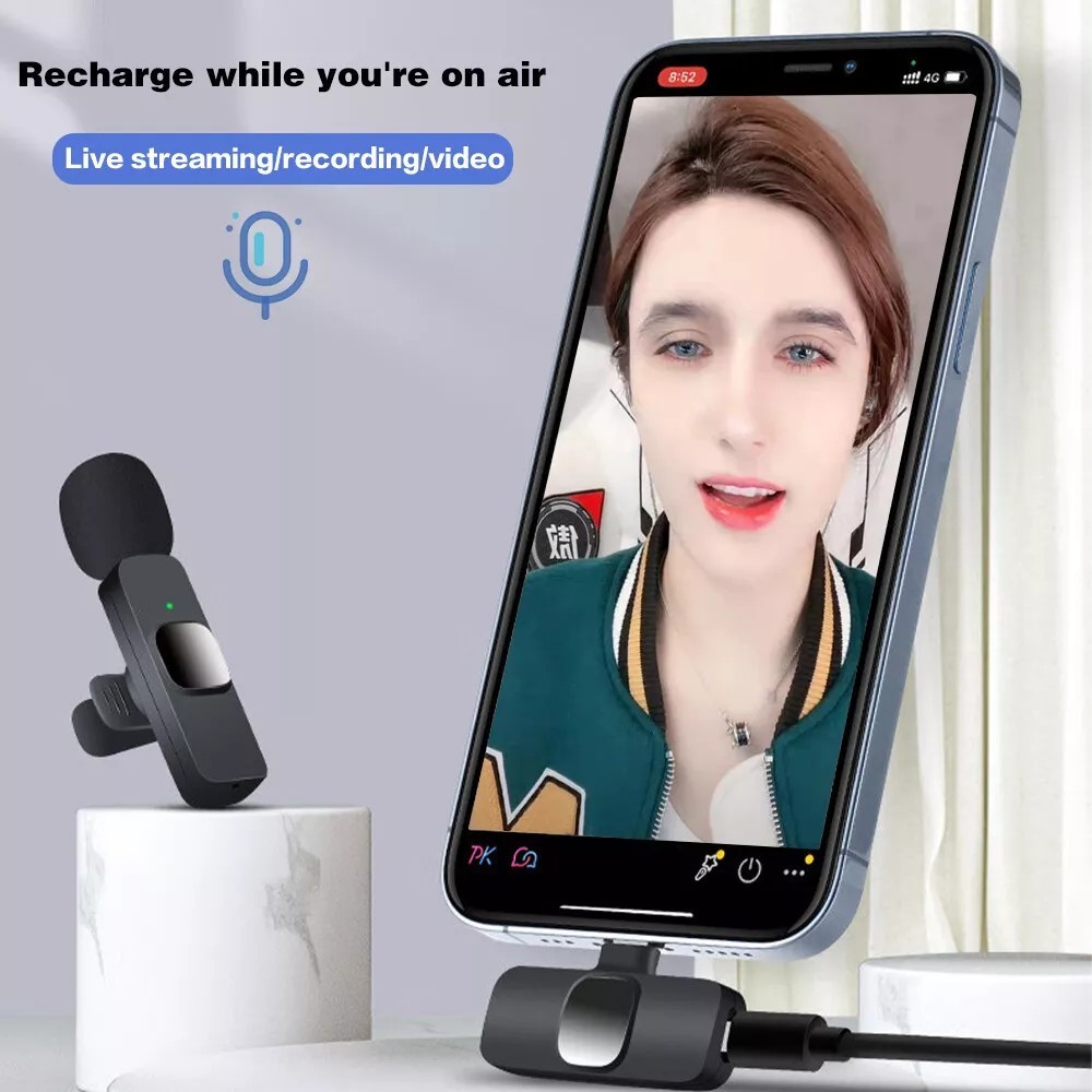 Lavalier Microphone Wireless Audio Video Recording Mini Mic For Android