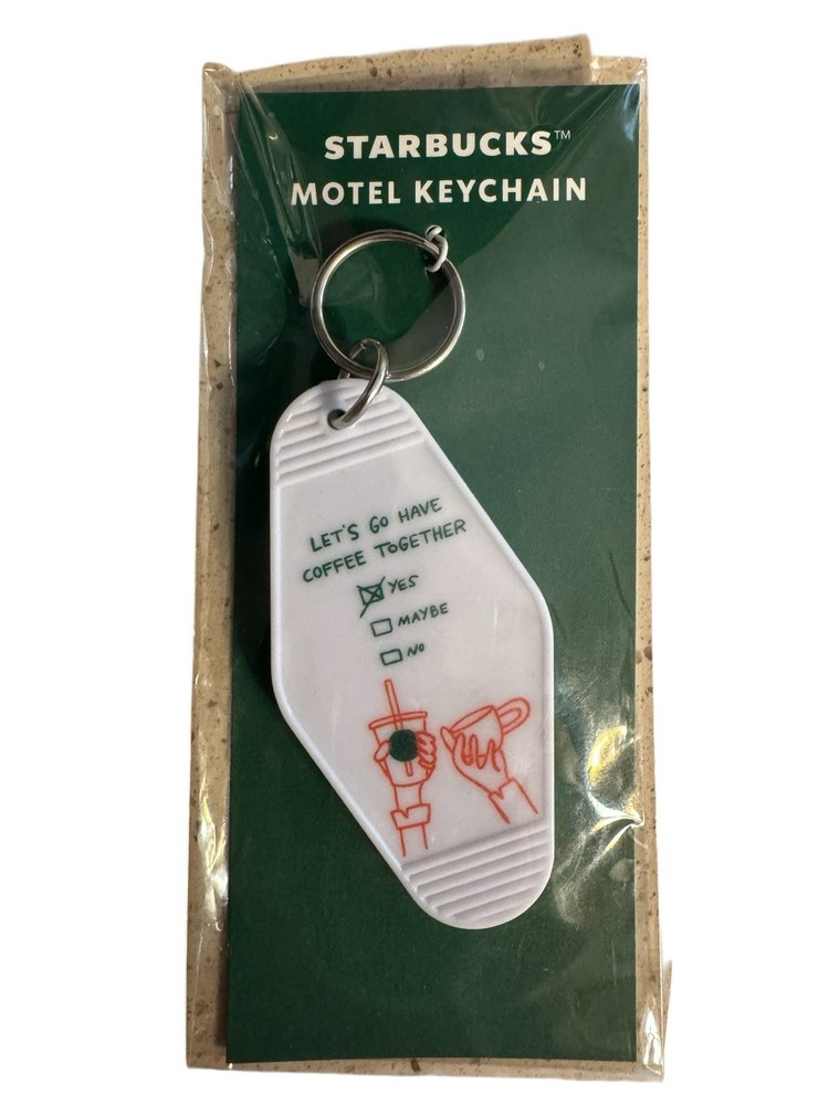Starbucks Motel Keychain “Let’s Go Have Coffee Together” NWT