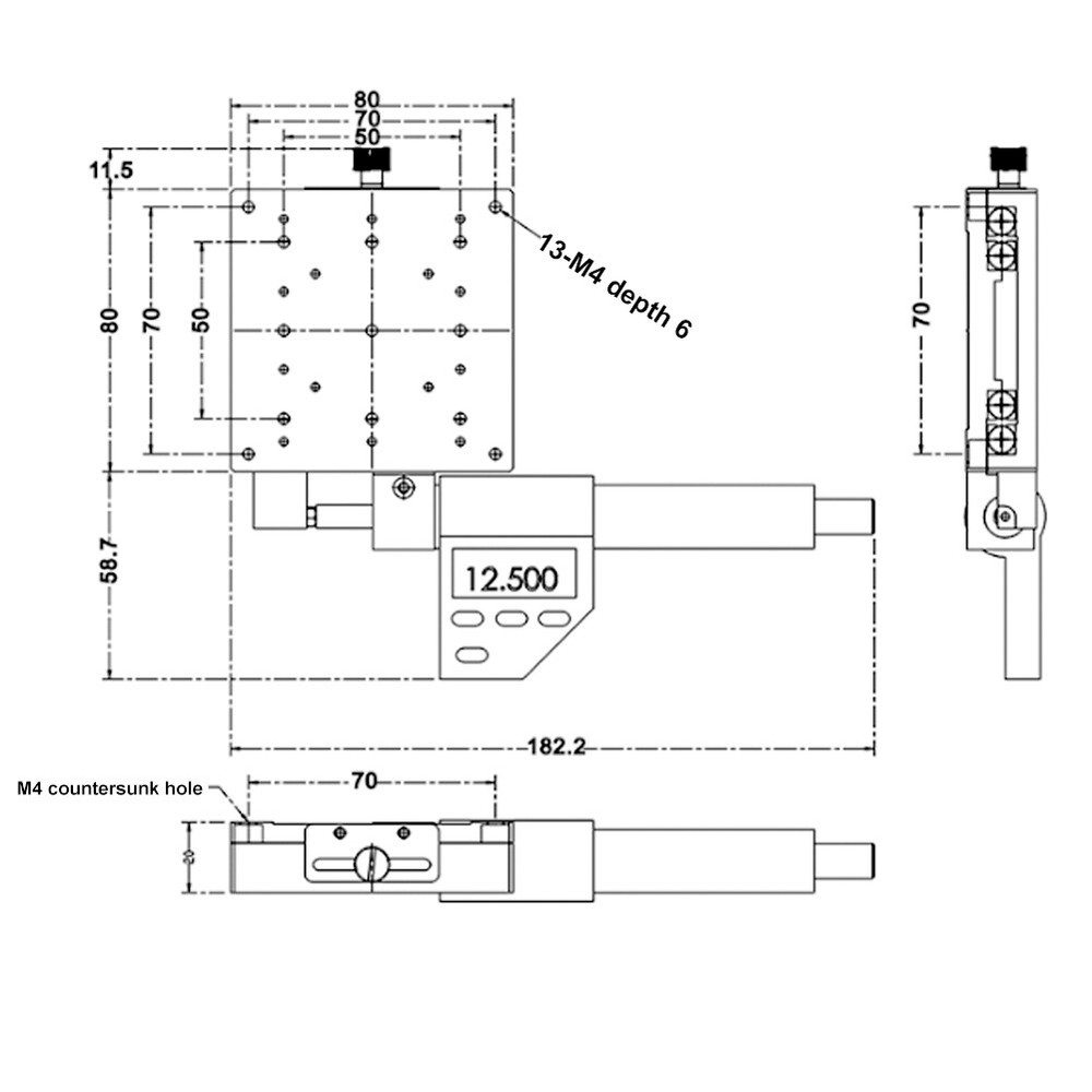 SEMX80-AS Micrometer Platform Digital Displayed 80x80mm 0.001mm Linear Trans New