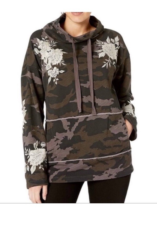 Johnny Was Camo Embroidered Pullover L H12