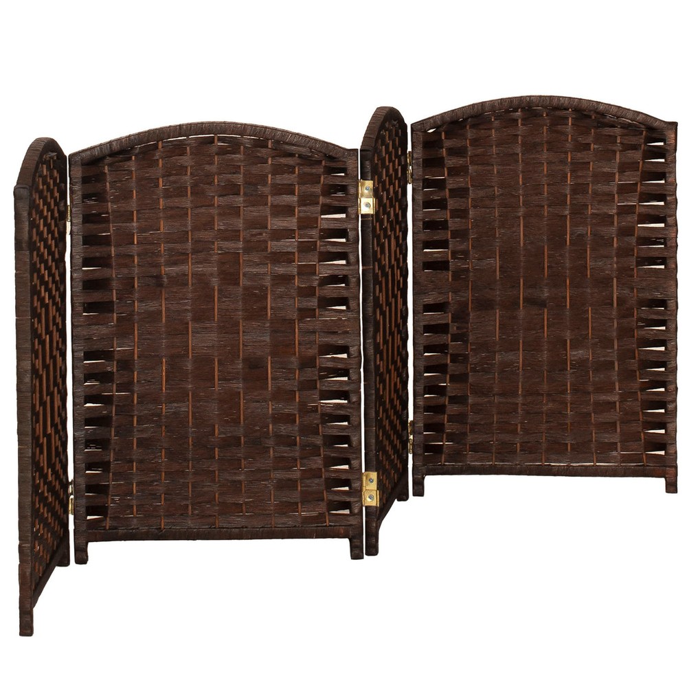 2 ft. Short Diamond Weave Fiber Folding Screen - Dark Mocha - 4 Panel