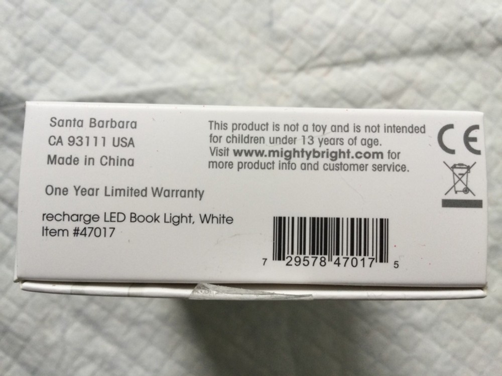 MIGHTY BRIGHT 2 LED RECHARGEABLE BOOK LIGHT NEW WHITE