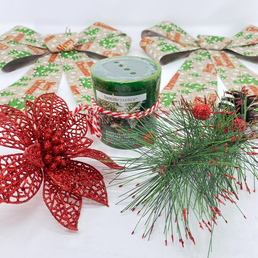 Merry Christmas Bows Tree Decor Candle Assortment Decorations