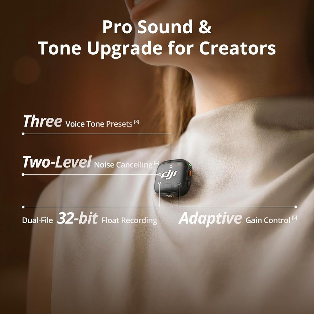 Wireless Microphone DJI Mic 3 Transmitter for iPhone Camera Android Lightweight