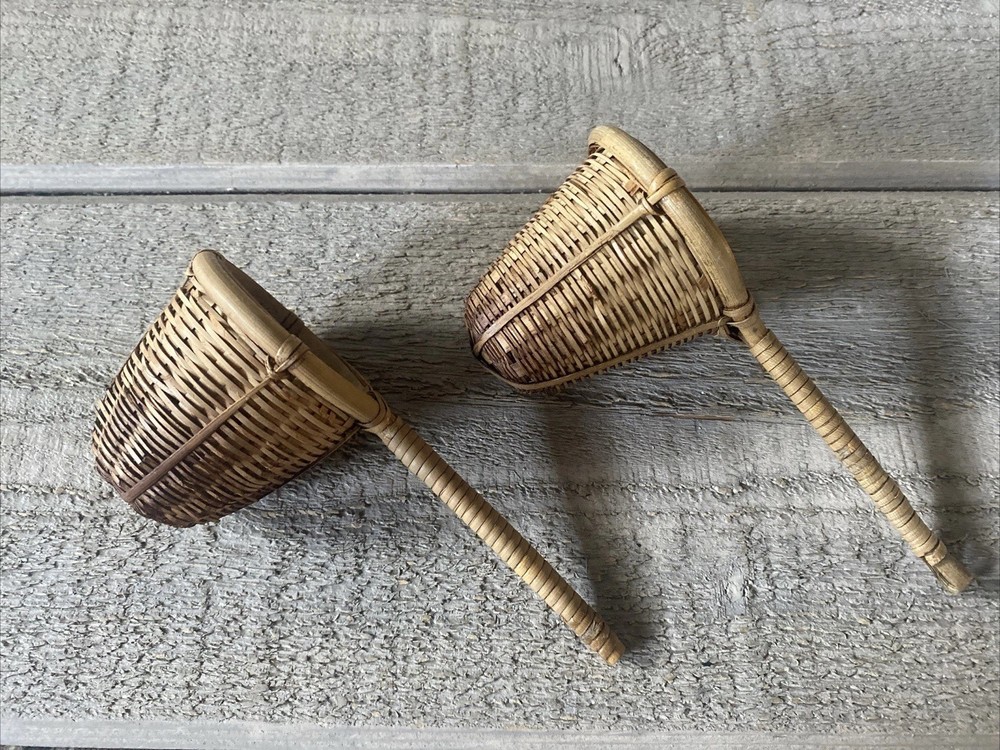 Vintage Wicker Tea Strainers Handmade Set/2