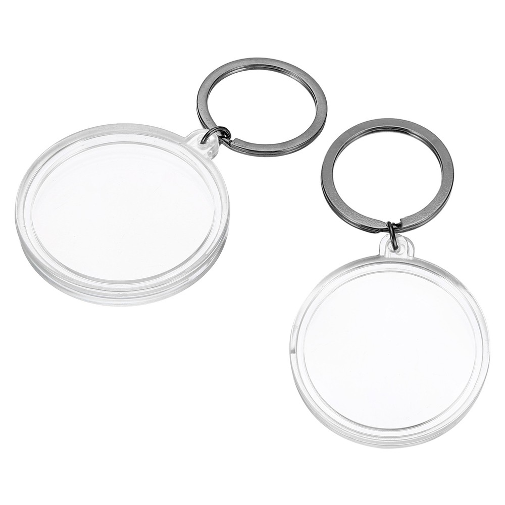 Plastic Coin Holder Keychain, 2Pcs Coin Case with Key Ring, Dark Silver