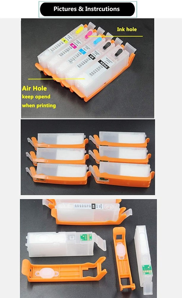 6 Pack Empty Refillable Ink Cartridges PGI-280 CLI-281 for Canon Pixma TS8220
