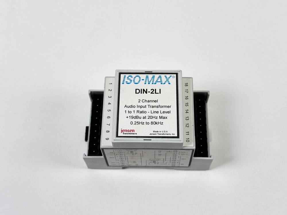 Jensen Transformers Iso-Max DIN-2LI - 2-Channel Line-Input Isolator (DIN Rail)