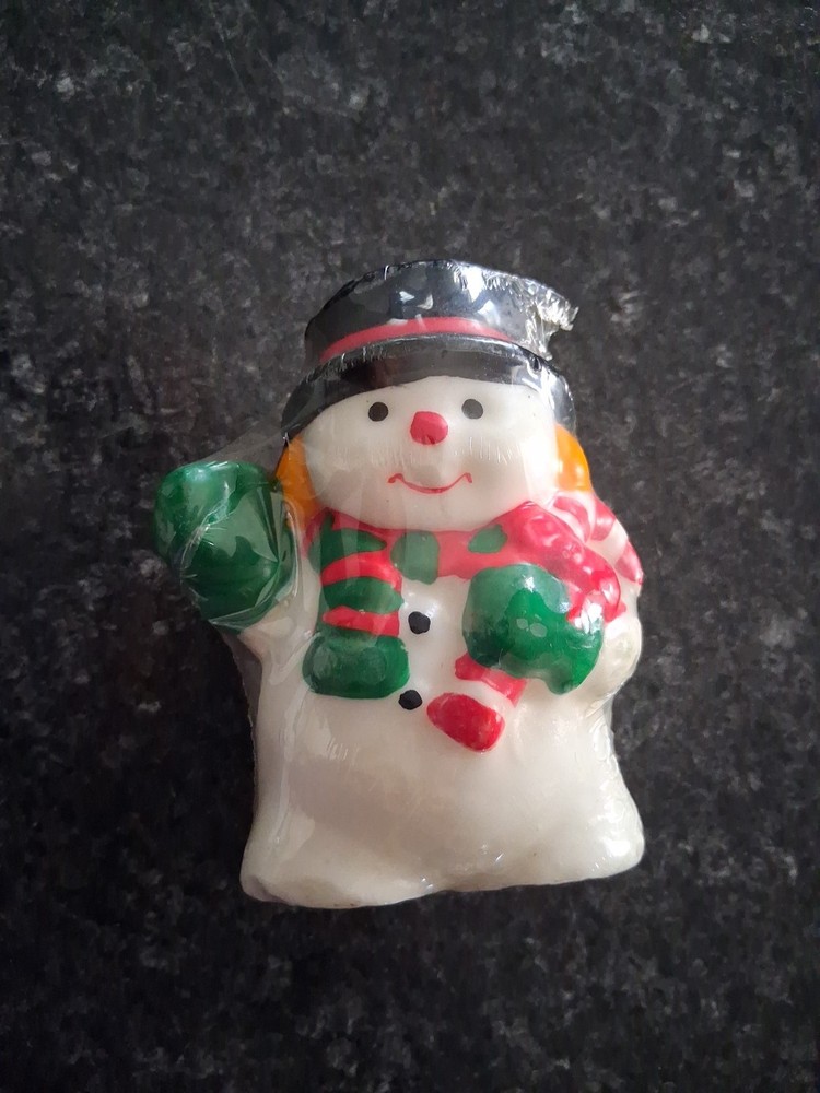 Vtg Snowman Wax Candle 4.5"