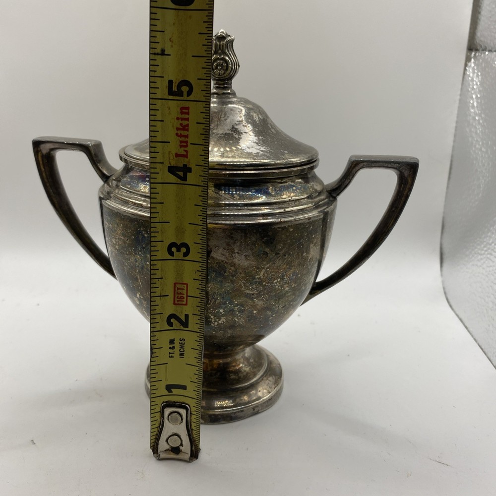 Vintage Crescent Silver Plate Sugar Bowl Pattern 2195 Antique Tableware