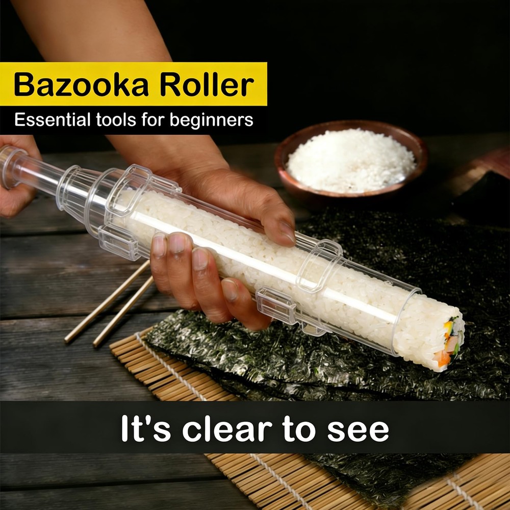 Clear Sushi Bazooka – Easy Making Kit for Beginners & Large,