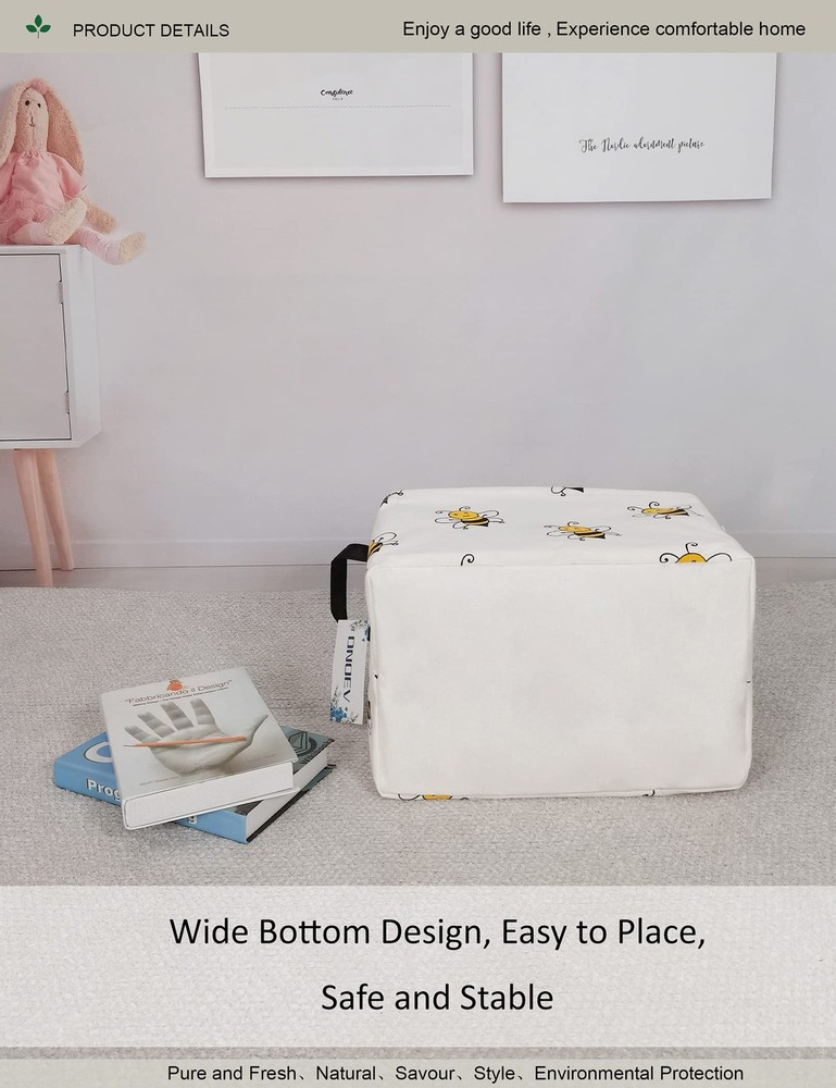 Rectangular Bee Storage Basket,Collapsible Storage Bin for Nursery,Cute Bee S...