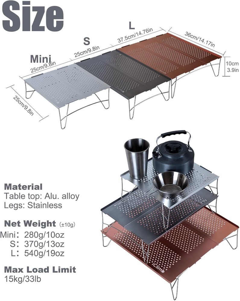 Mini single folding table, super light and compact for backpacking and camping,
