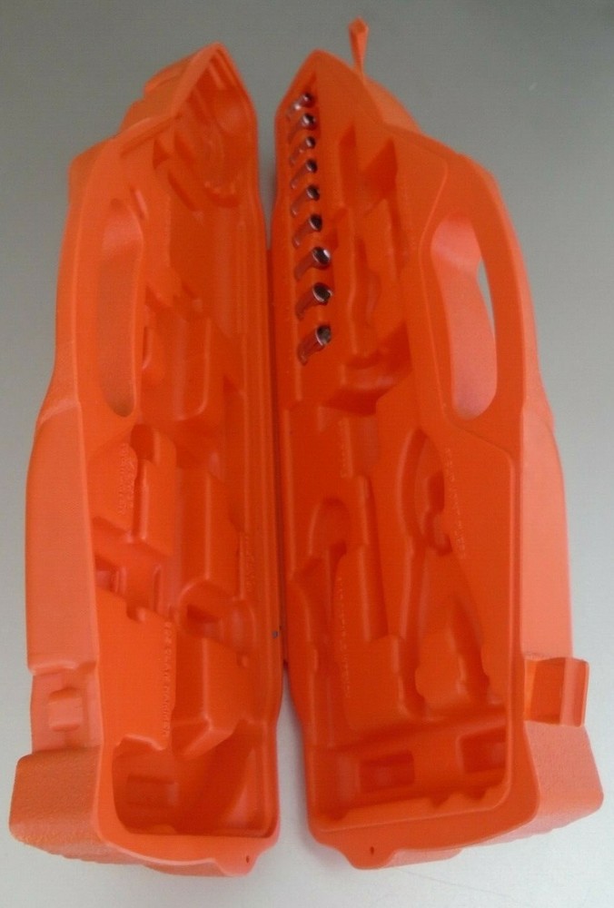 Vintage Orange Car Shaped Tool Box Includes Original Sockets