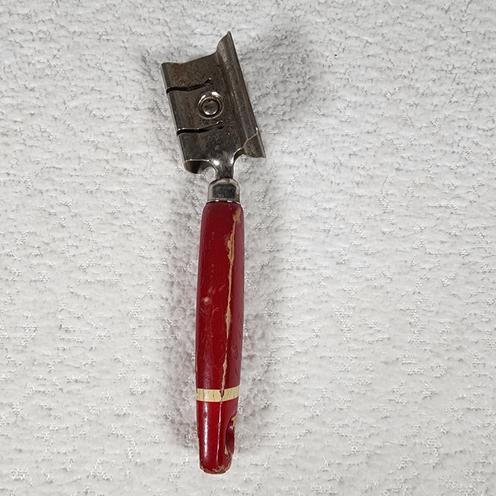 Vintage Kitchen Knife Sharpener Red White Wooden Handle House Decor