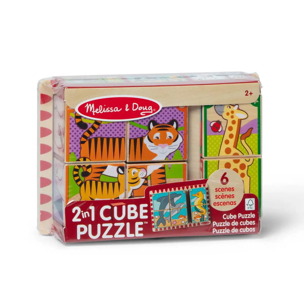 Melissa & Doug 2 in 1 Wood Cube Puzzle
