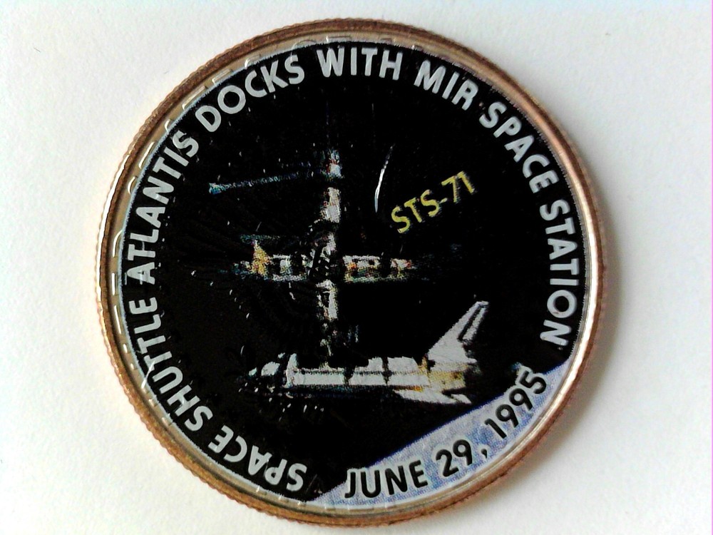 Space Shuttle Atlantis Docks - Colorized Half Dollar - Space Exploration NASA