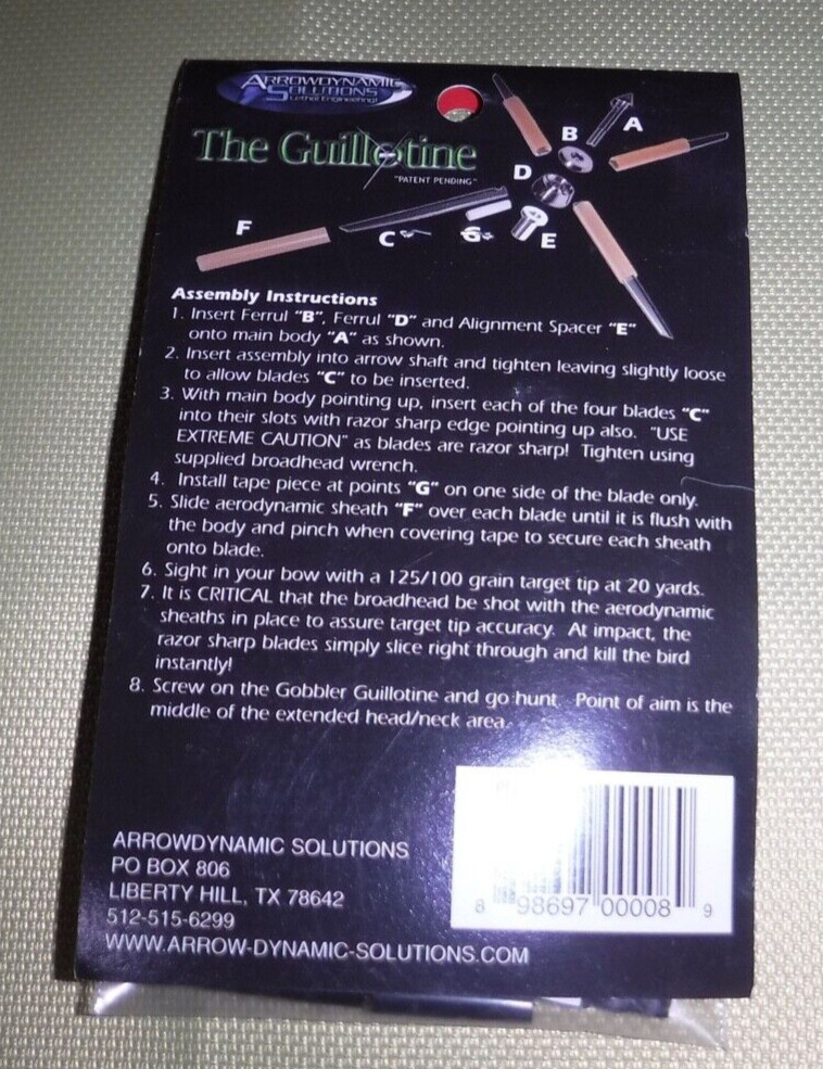 THE GUILLOTINE REPLACEMENT SHEATH PACK 100 GRAIN BY ARROWDYNAMIC