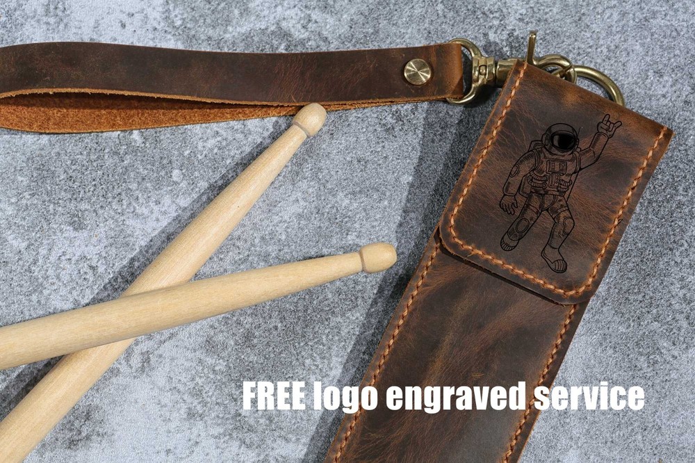 Personalized Leather drum stick bag case holder , unique gift for drummer